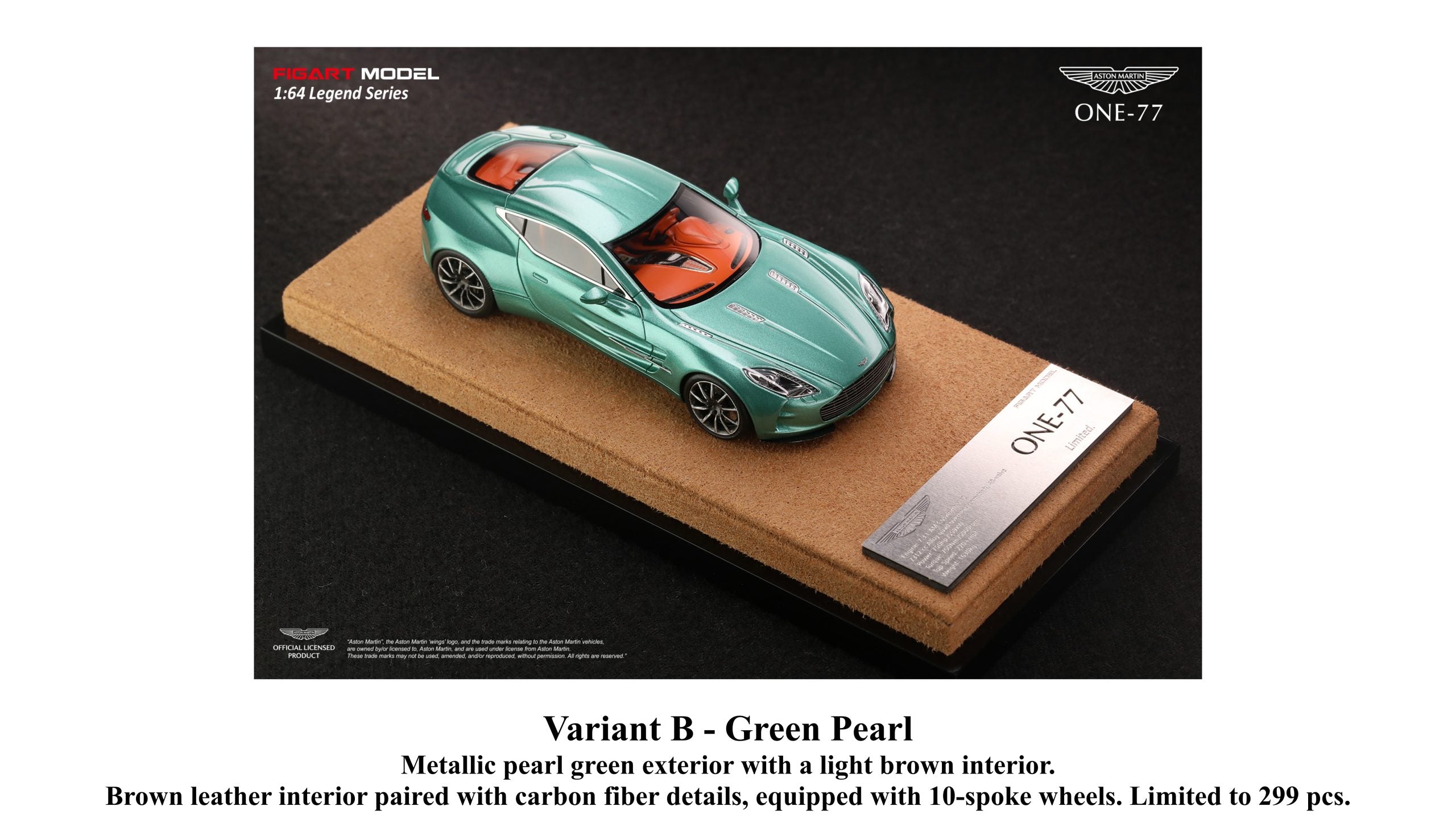 FIGART MODEL 1:64 ASTON MARTIN ONE-77 High-end Resin Model Car [Green Pearl] - LG64002B