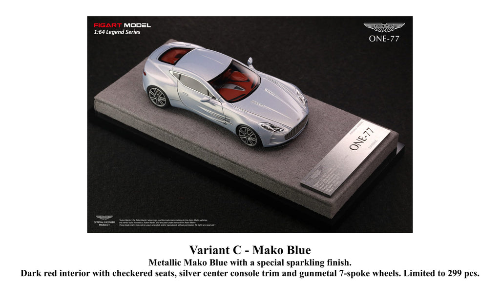 FIGART MODEL 1:64 ASTON MARTIN ONE-77 High-end Resin Model Car [Mako Blue] - LG64002C