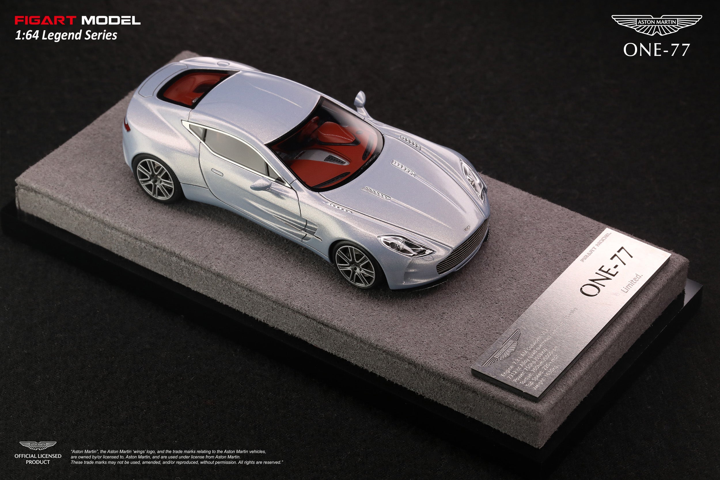FIGART MODEL 1:64 ASTON MARTIN ONE-77 High-end Resin Model Car [Mako Blue] - LG64002C