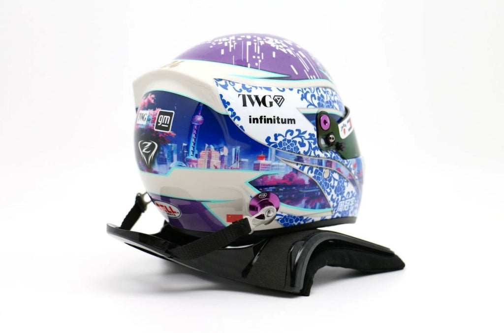 F1 Racing Helmet HANS Device 1:2 Scale Stand – Compatible with BELL Helmets (Helmet Not Included)