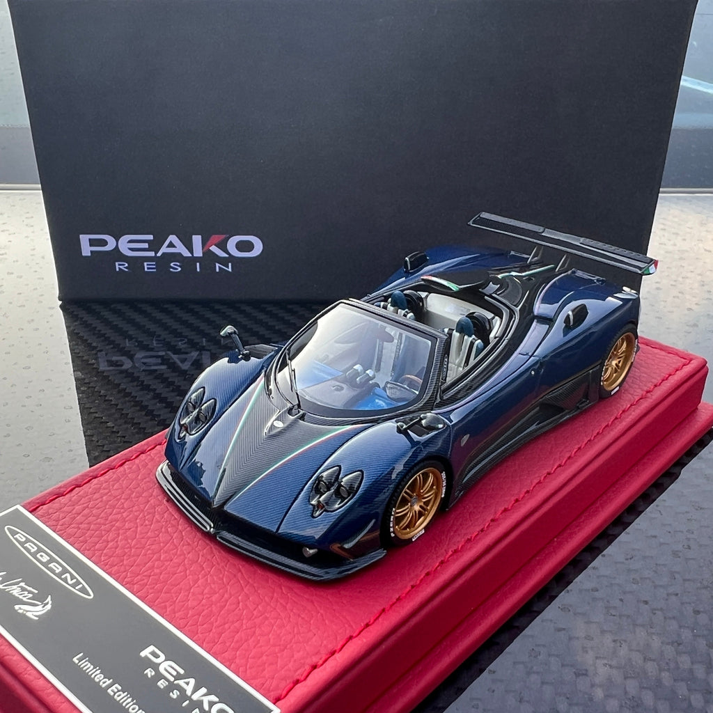 PEAKO 1:43 Pagani Zonda 760 Roadster Aether Full Carbon / UNICA Blue Carbon