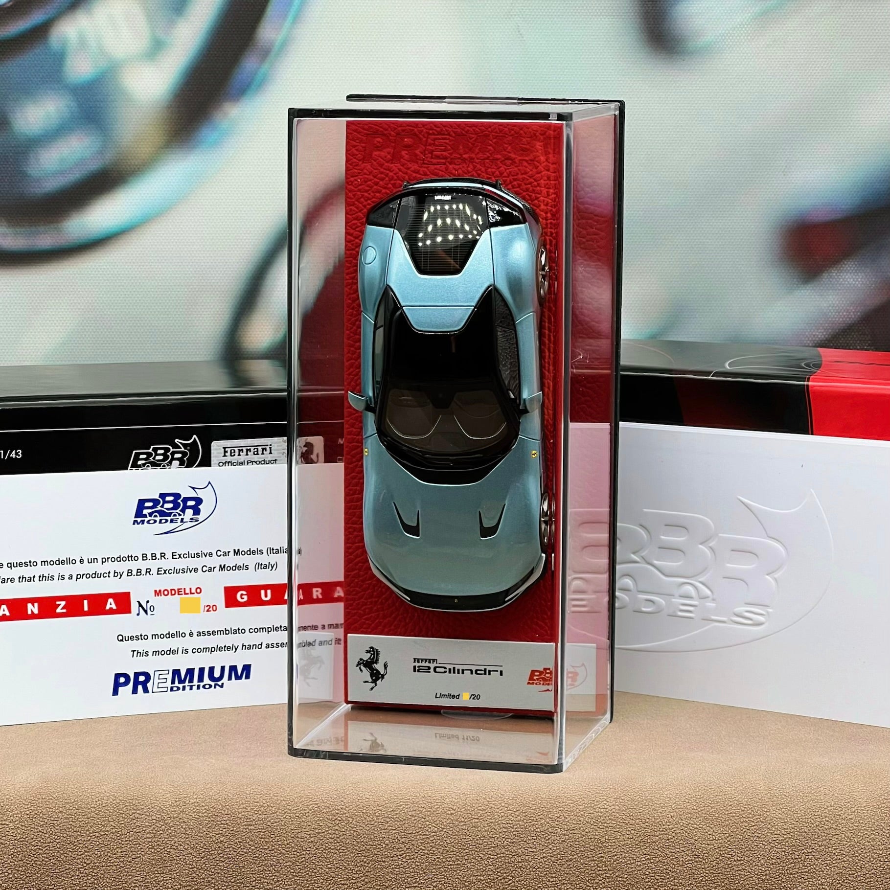 BBR 1:43 Ferrari 12Cilindri Coupe Celeste Trevi PREMIUM EDITION - BBRC299EPRE