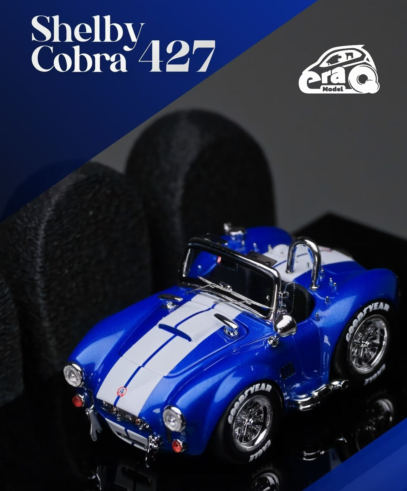 EraQ x Dywork 1:64 Shelby Cobra 427 Blue/White Stripes