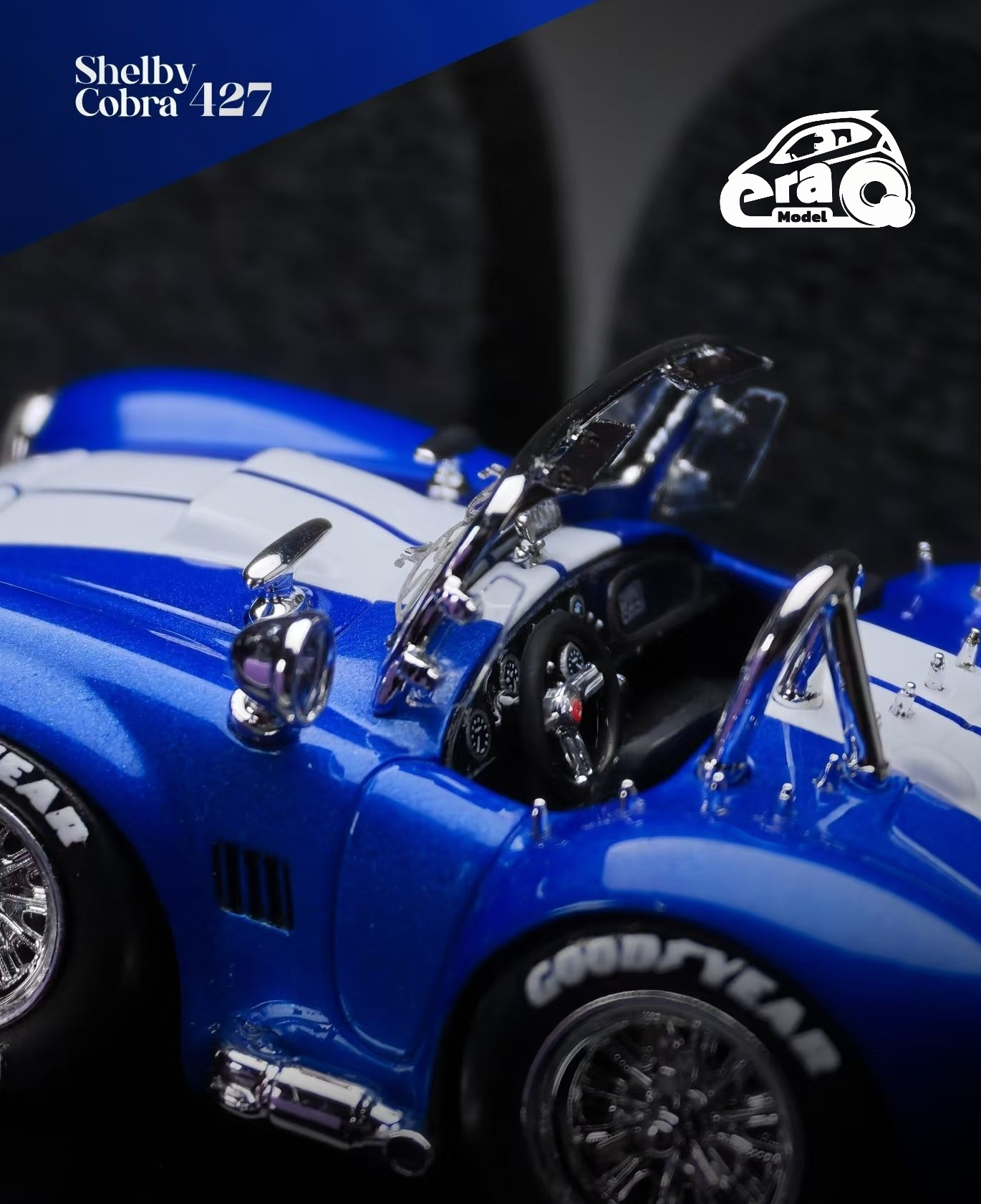 EraQ x Dywork 1:64 Shelby Cobra 427 Blue/White Stripes