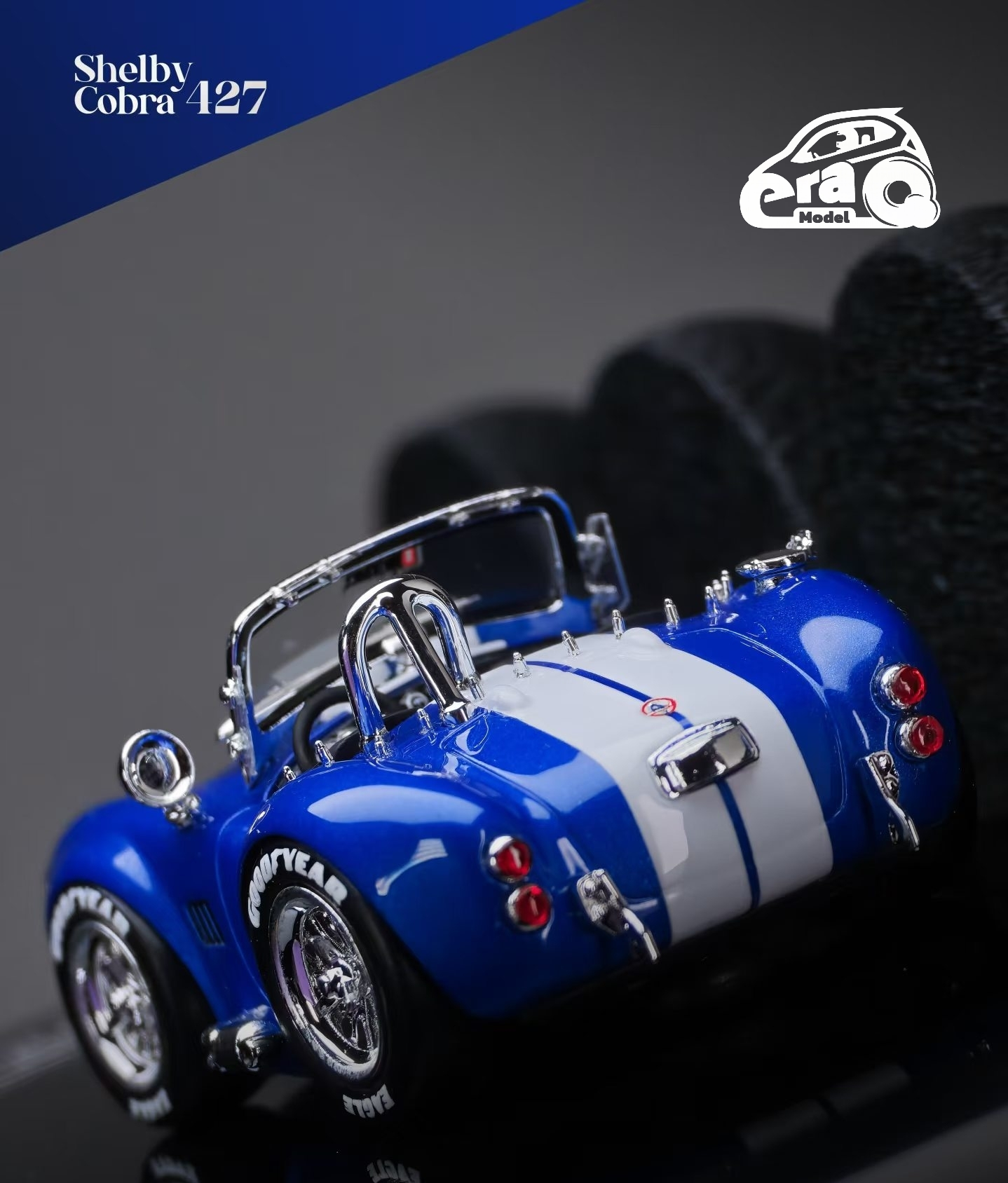 EraQ x Dywork 1:64 Shelby Cobra 427 Blue/White Stripes