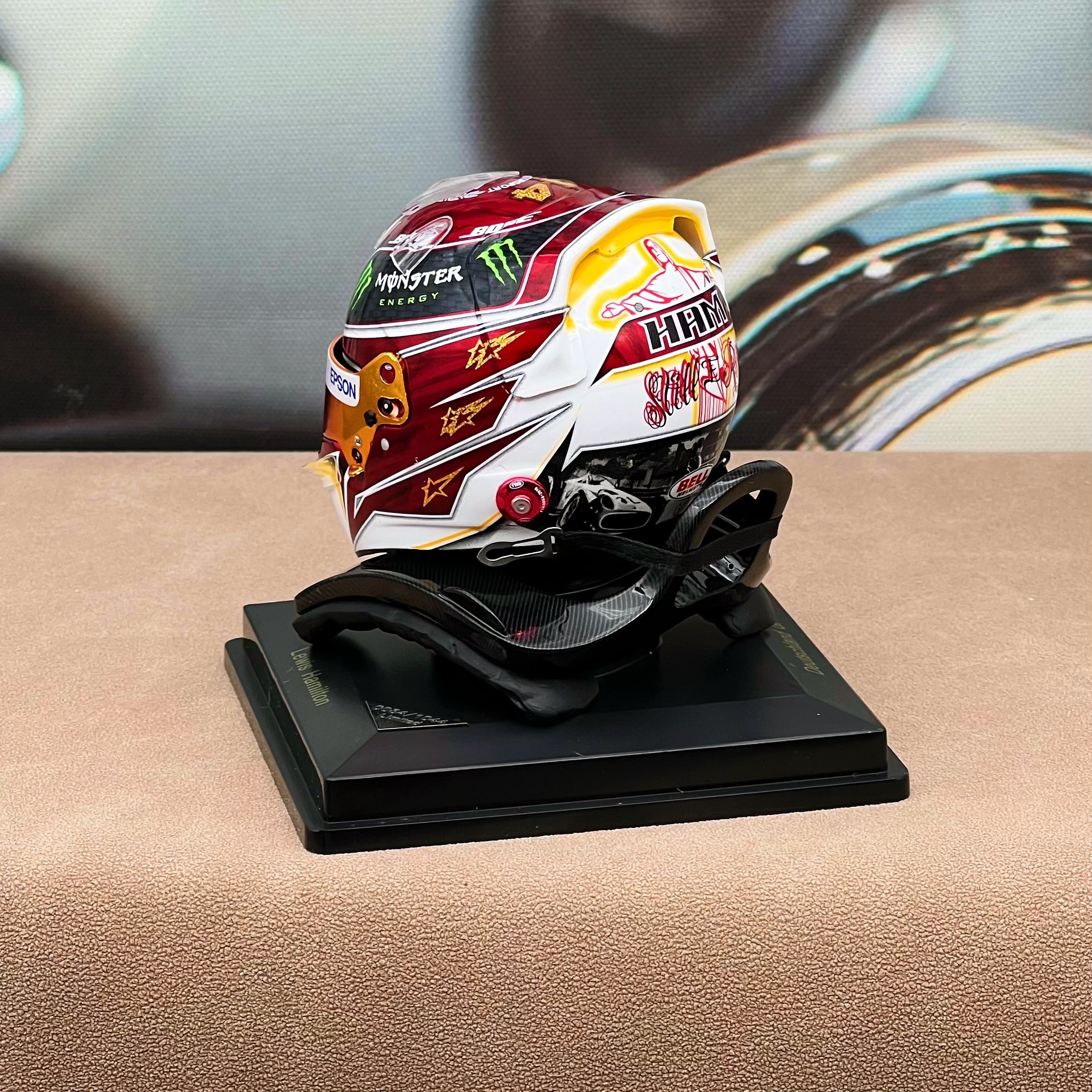 F1 Racing Helmet HANS Device 1:5 Scale Stand – Compatible with Looksmart & Spark Helmets (Helmet Not Included)