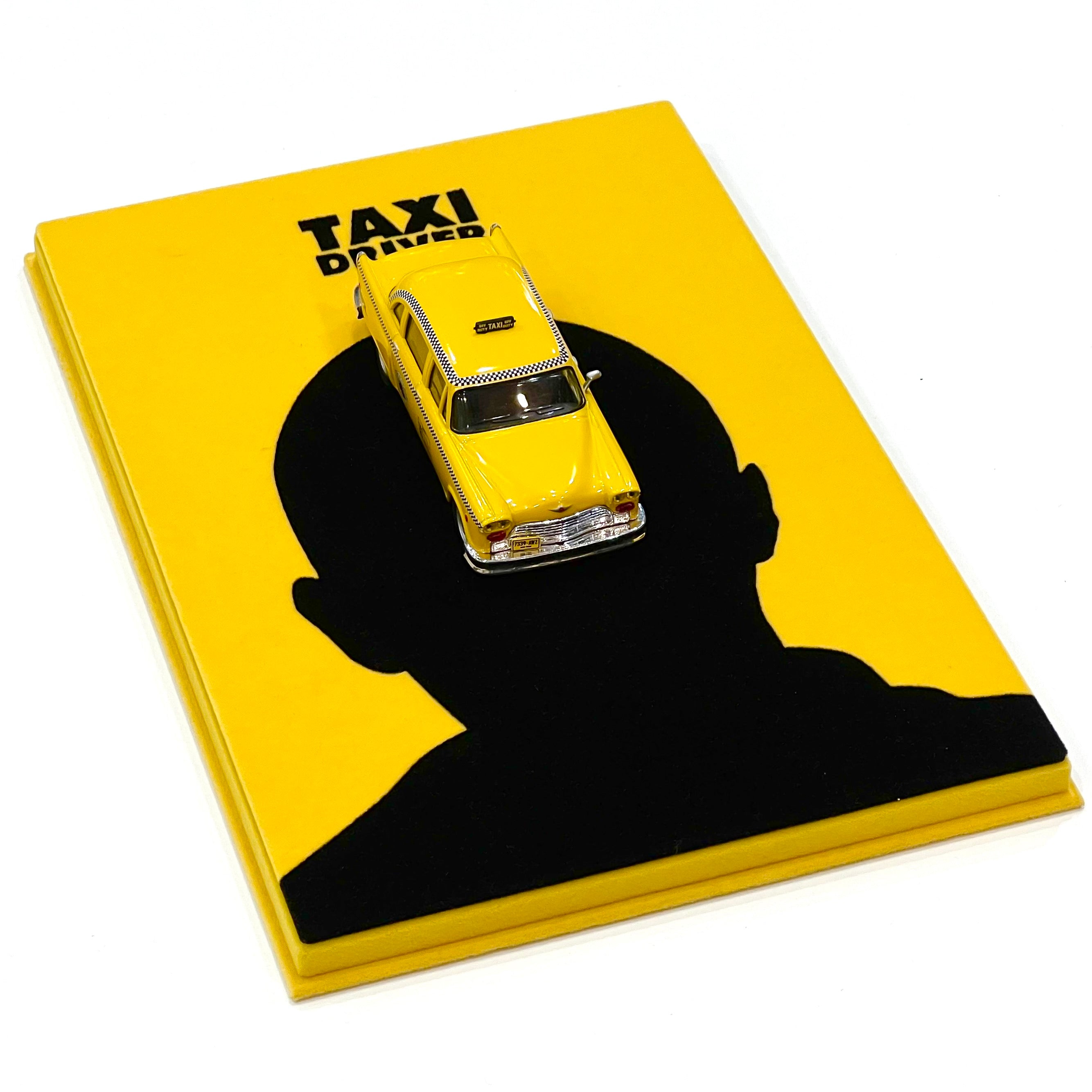 [Exclusive] IXO 1:43 Chevrolet Nova Yellow Checker Cab 《Taxi Driver》 Handcrafted fan-made edition, featuring a custom movie-themed display base.