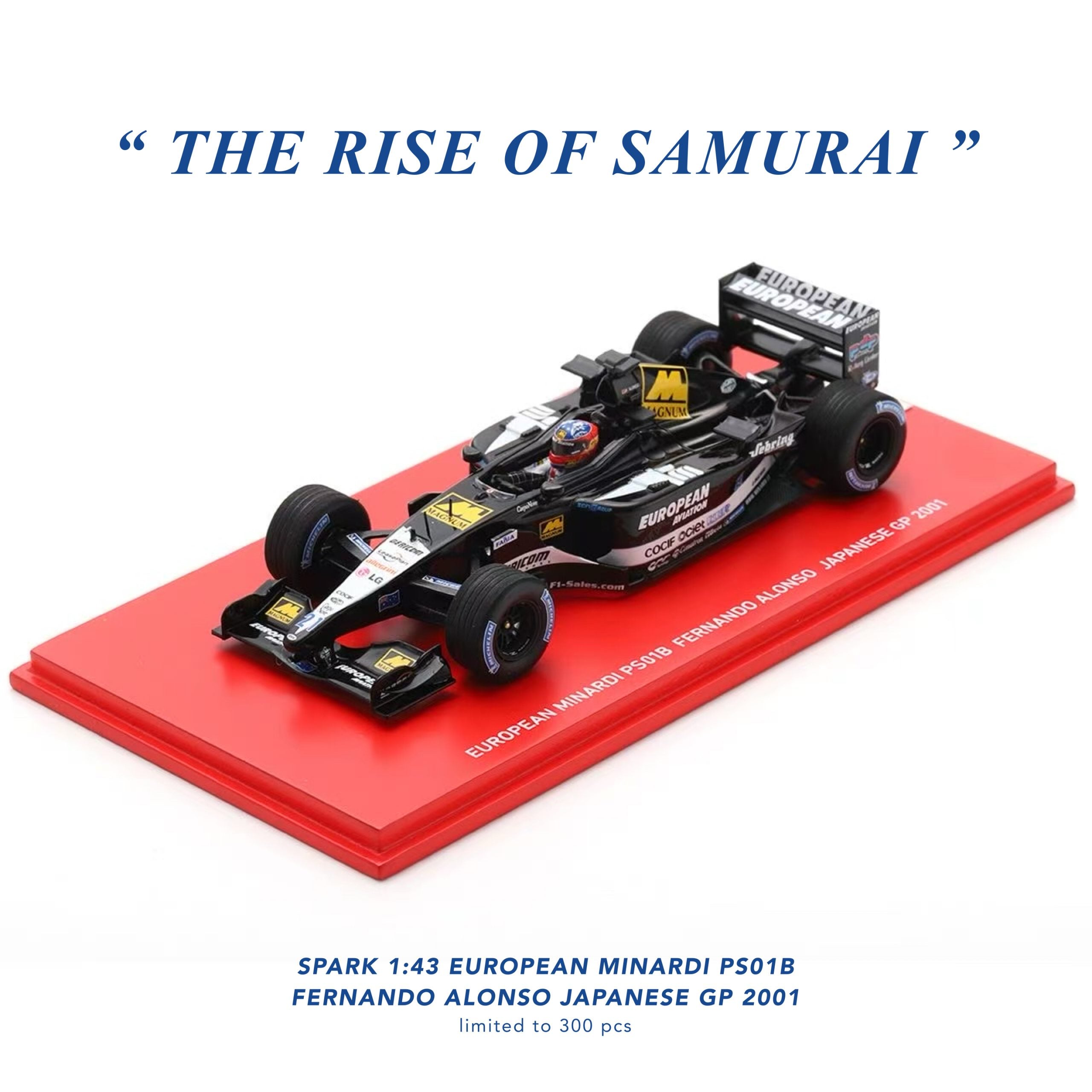 SPARK 1:43 EUROPEAN MINARDI PS01B FERNANDO ALONSO JAPANESE GP 2001 - NKN05