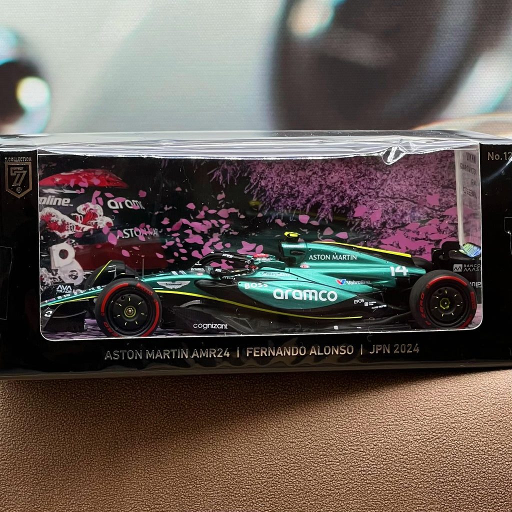 SPARK 1:43 “SAMURAI MEETS SAKURA”ASTON MARTIN AMR24 FERNANDO ALONSO JAPANESE GP 2024 - NKN12