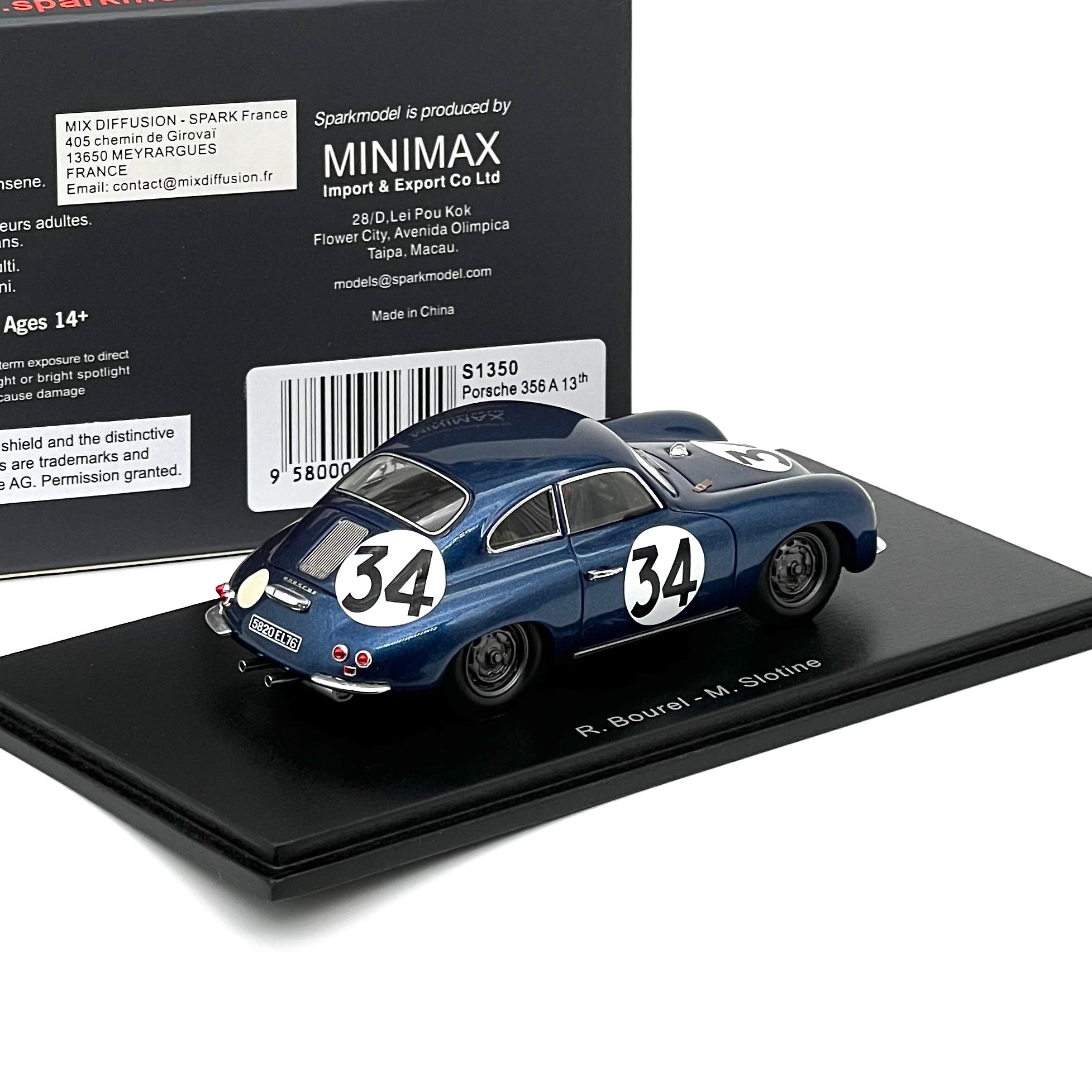 SPARK 1:43 Porsche 356 A 13th LM 1956 - S1350 ( limited 200pcs )