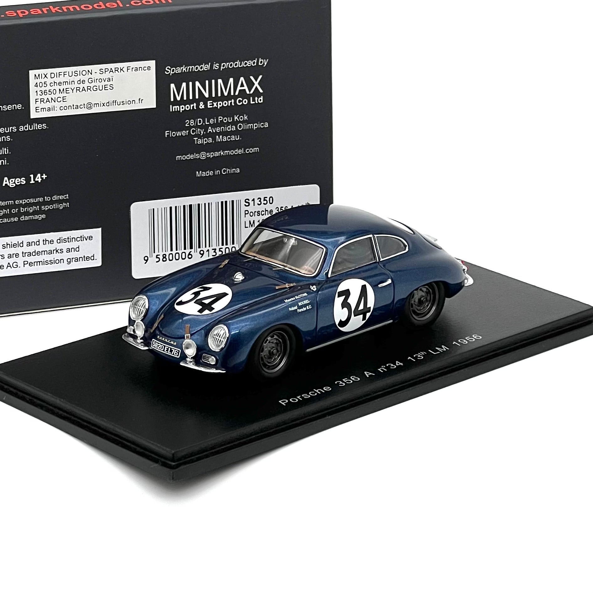 SPARK 1:43 Porsche 356 A 13th LM 1956 - S1350 ( limited 200pcs )