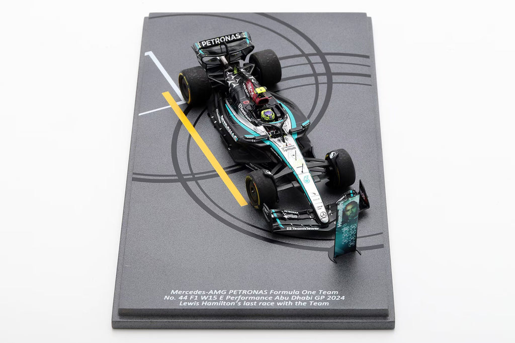 SPARK 1:43 Mercedes-AMG PETRONAS Formula One Team No. 44 F1 W15 E Performance Abu Dhabi GP 2024 Lewis Hamilton's last race with the Team - SP659
