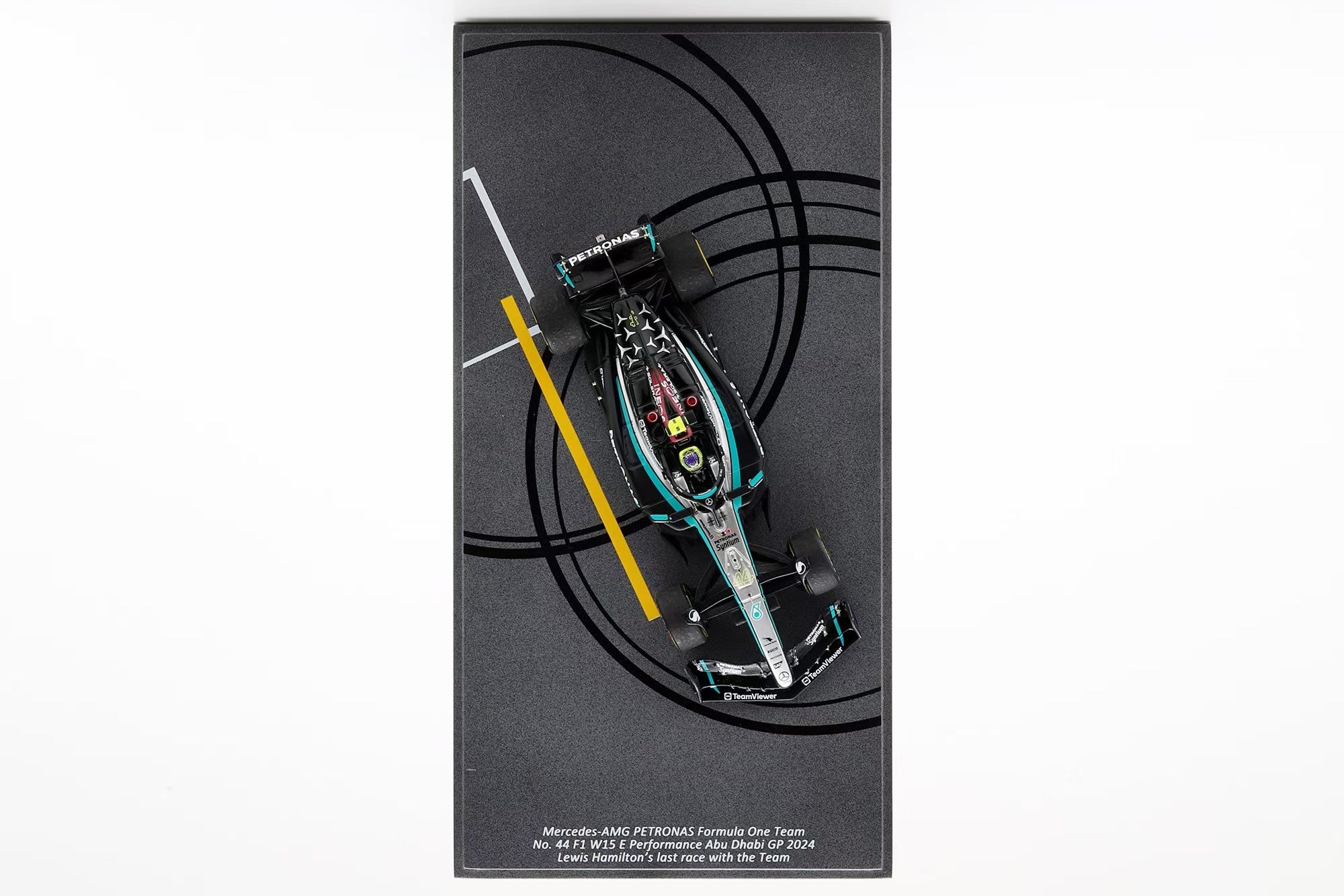 SPARK 1:43 Mercedes-AMG PETRONAS Formula One Team No. 44 F1 W15 E Performance Abu Dhabi GP 2024 Lewis Hamilton's last race with the Team - SP659