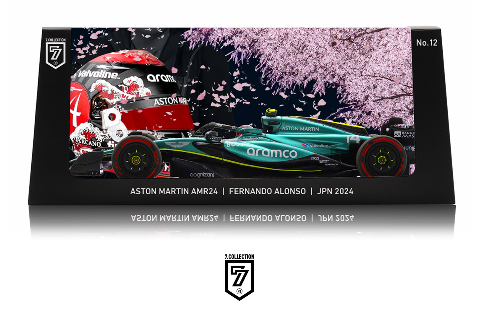 SPARK 1:43 “SAMURAI MEETS SAKURA”ASTON MARTIN AMR24 FERNANDO ALONSO JAPANESE GP 2024 - NKN12